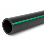 أنابيب بلاستيك HDPE ضغط 6 بار PE 80 قطر خارجي 180 مم SDR 22 لون أسود مع خط أخضر