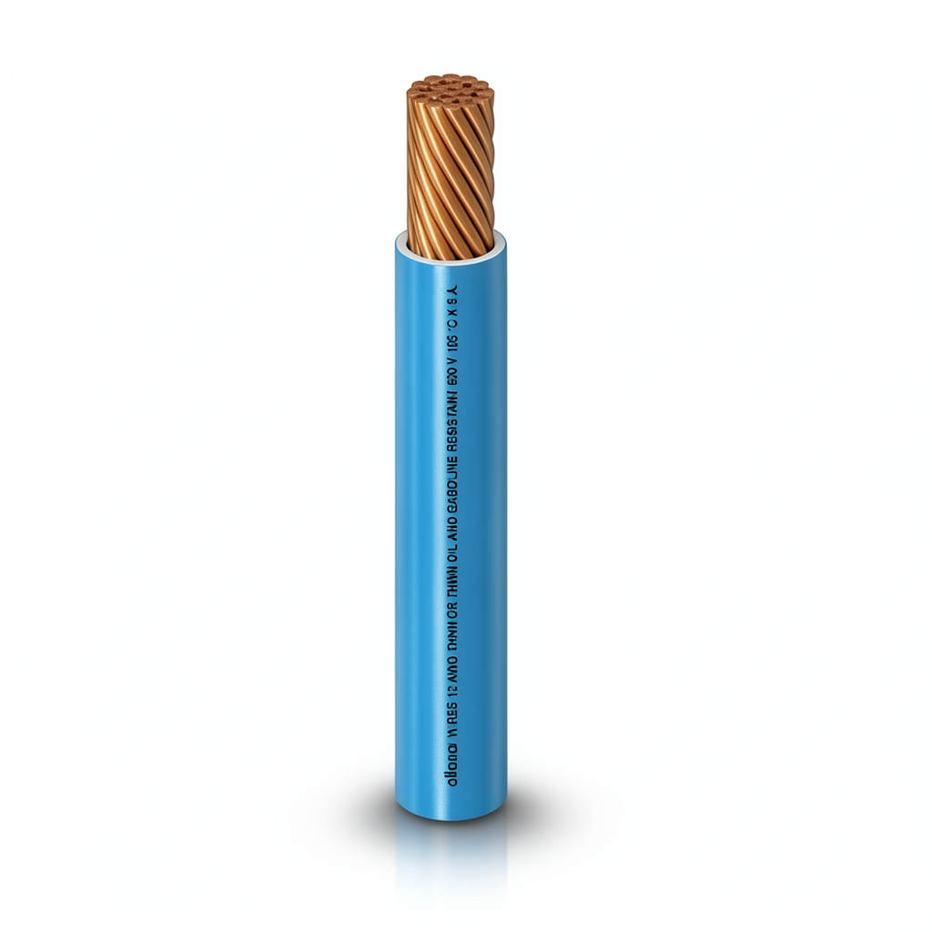 كابل نحاس THHN/THWN عزل PVC 105°C مقاس 0.82 مم² قطر 2.2 مم 600 فولت طول 300 قدم لون أزرق | شركة الفنار