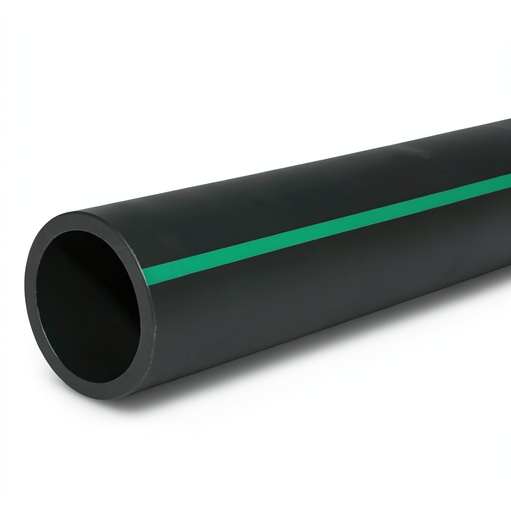 HDPE Polyethylene Pipe PN 4 Bar PE 80 OD 400 mm SDR 33 Black with Green Stripes