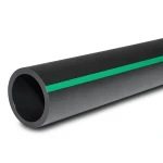 أنابيب بلاستيك HDPE ضغط 6 بار PE 80 قطر خارجي 180 مم SDR 22 لون أسود مع خط أخضر