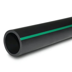 HDPE Polyethylene Pipe Nominal Pressure 6 Bar PE 80 OD 200 mm SDR 22 Black with Green Stripes