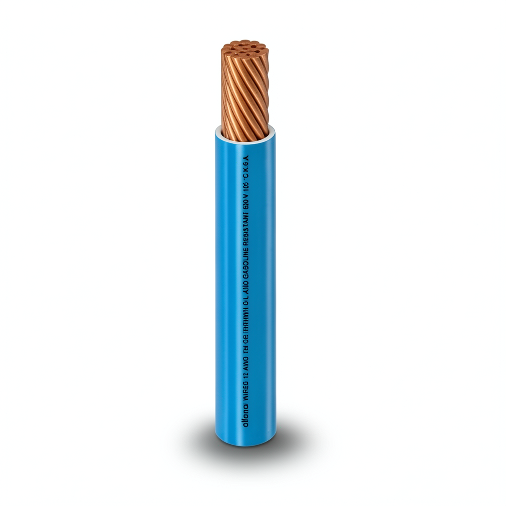 كابل نحاس THHN/THWN معزول PVC 105°C مقاس 8.37 مم² 600 فولت طول 500 قدم أزرق | شركة الفنار