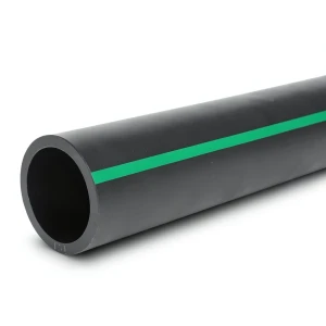HDPE Polyethylene Pipe PN 6 Bar PE 80 OD 250 mm SDR 22 Black with Green Stripes