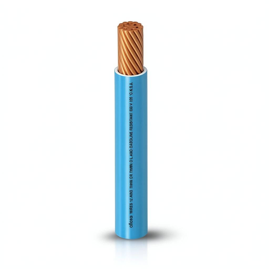 كابل نحاس THHN/THWN عزل PVC 105°C مقاس 13.3 مم² قطر 6.4 مم 600 فولت طول 500 قدم لون أزرق | شركة الفنار