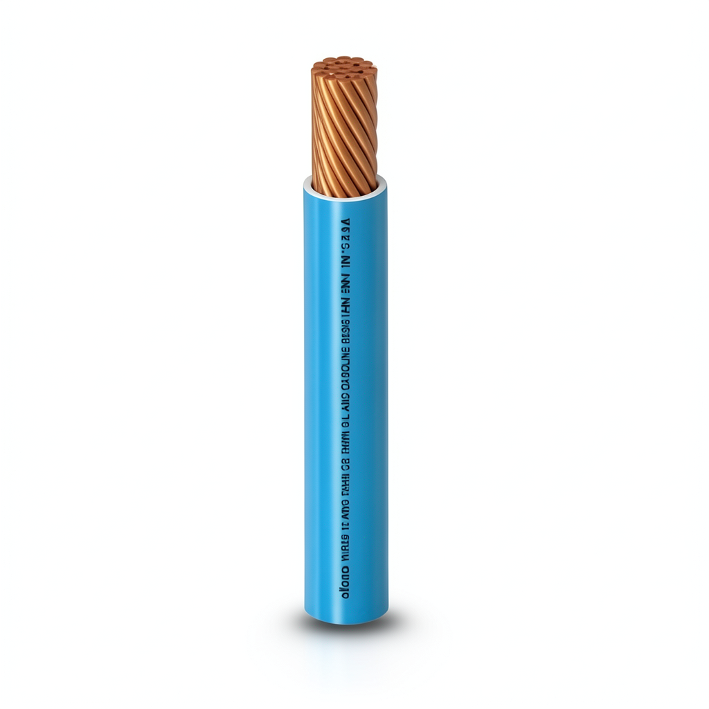 كابل نحاس THHN/THWN معزول PVC 105°C مقاس 5.26 مم² قطر 3.9 مم 600 فولت طول 300 قدم لون أزرق | شركة الفنار