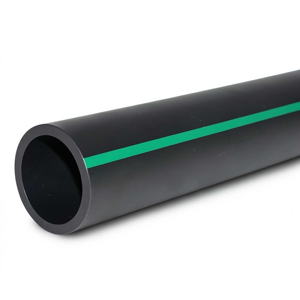 HDPE Polyethylene Pipe Nominal Pressure 6 Bar PE 80 OD 560 mm SDR 22 Black with Green Stripes