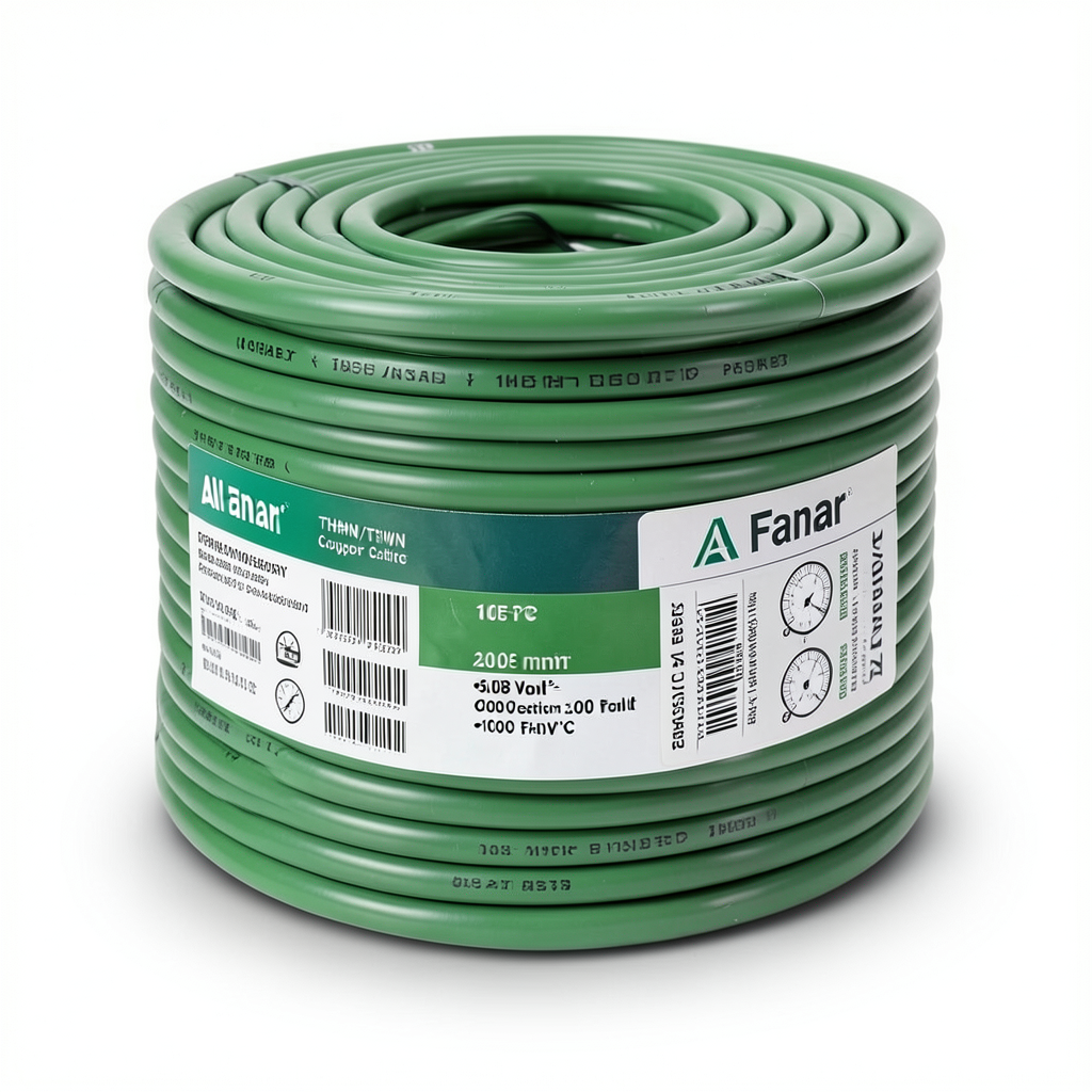 كابل نحاس THHN/THWN معزول PVC 105°C مقاس 2.08 مم² 600 فولت 300 قدم أخضر | شركة الفنار