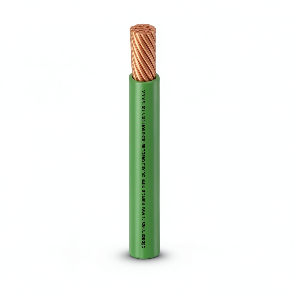 كابل نحاس THHN/THWN معزول PVC 105°C مقاس 8.37 مم² 600 فولت طول 300 قدم أخضر | شركة الفنار