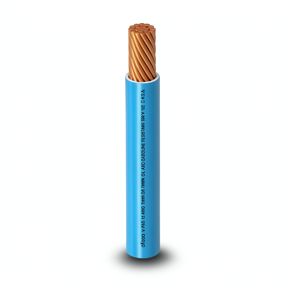 كابل نحاس THHN/THWN عزل PVC 105°C مقاس 0.82 مم² قطر 2.2 مم 600 فولت طول 300 قدم لون أزرق | شركة الفنار