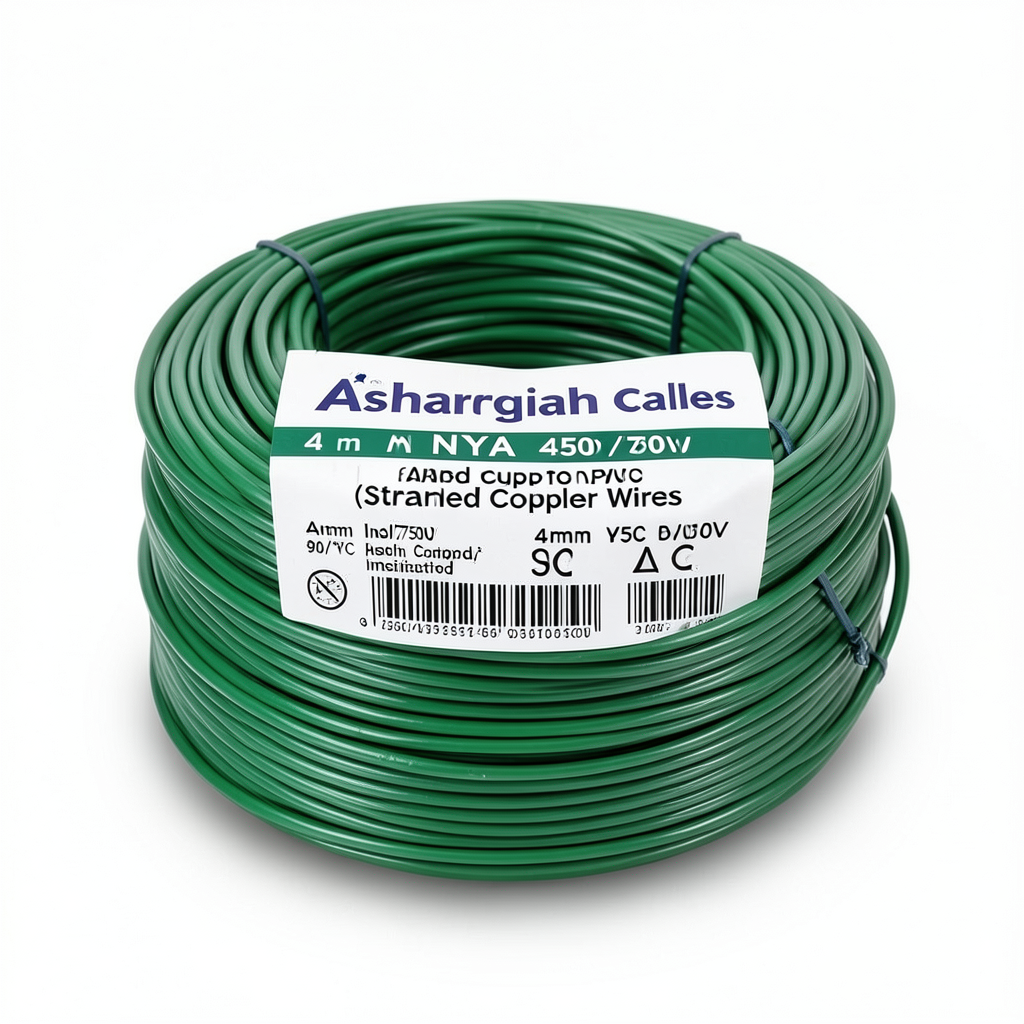4mm NYA Wire 450/750 Voltage, Stranded Copper PVC 90°C Insulated, Green | Asharqiyah Cables Company for Industry