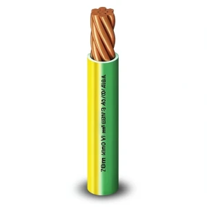لفة سلك كهرباء مفرد 70 مم2 450/750 فولت، موصل نحاس مجدول عزل PVC لون اصفر/اخضر | شركة الفنار