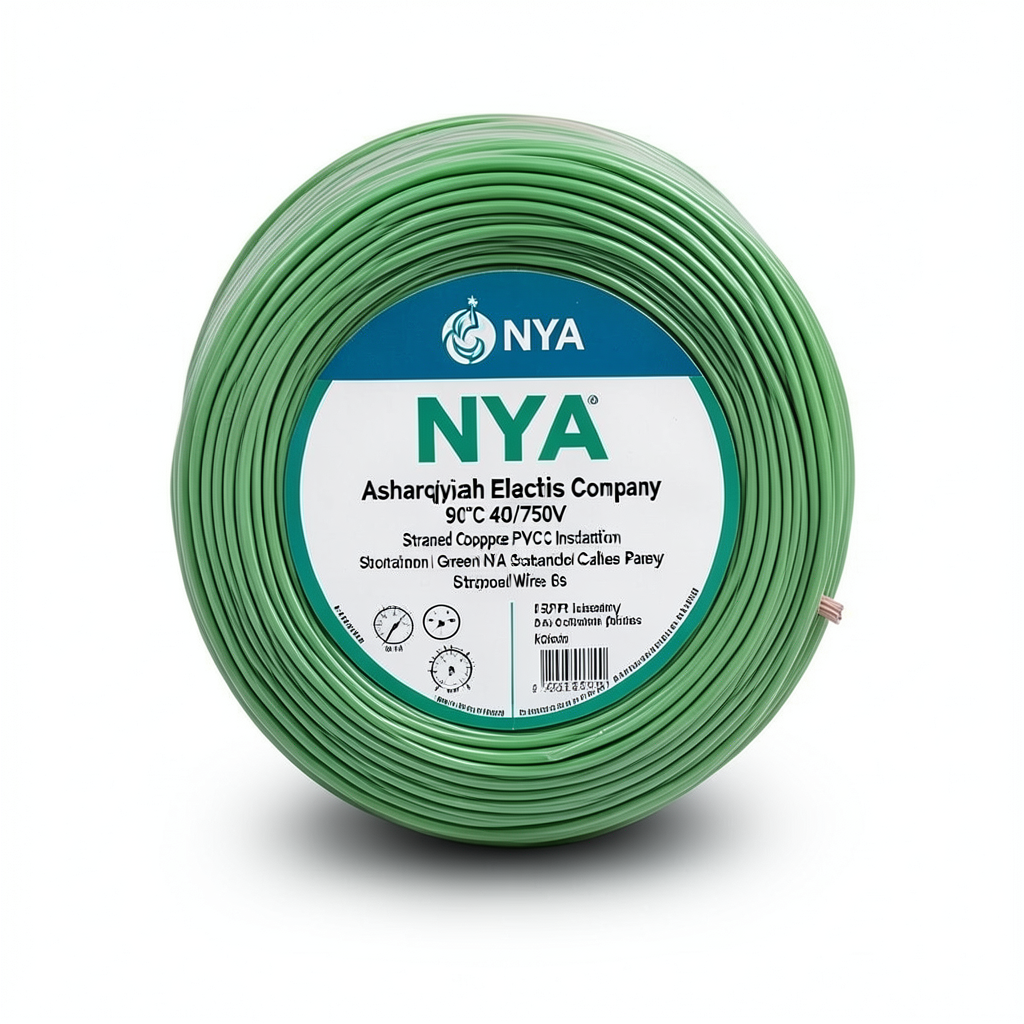 1.5mm NYA Electric Wire 450/750V, Stranded Copper PVC 90°C Insulation, Green | Asharqiyah Cables Company for Industry