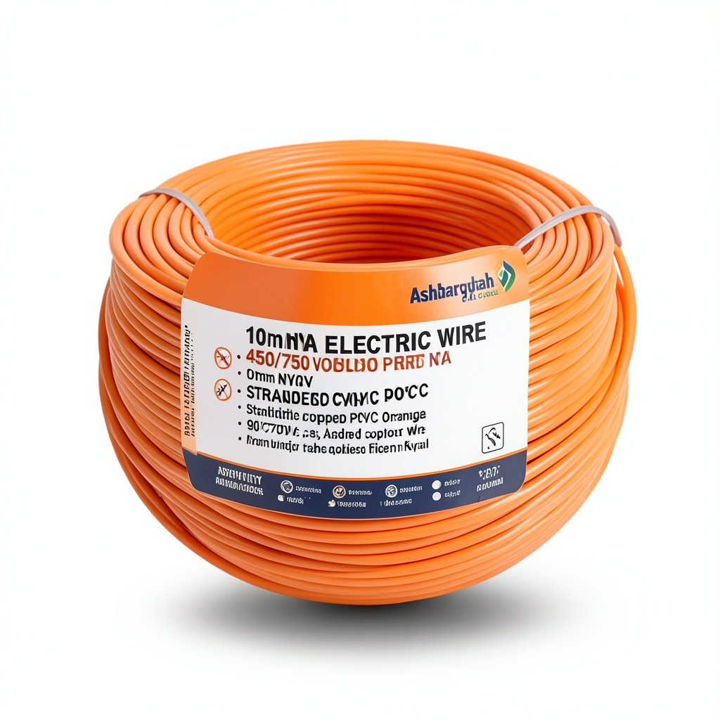 سلك كهرباء 10 مم NYA 450/750 فولت، نحاس مجدول عزل PVC 90°C، برتقالي | شركة كابلات الشرقية للصناعة