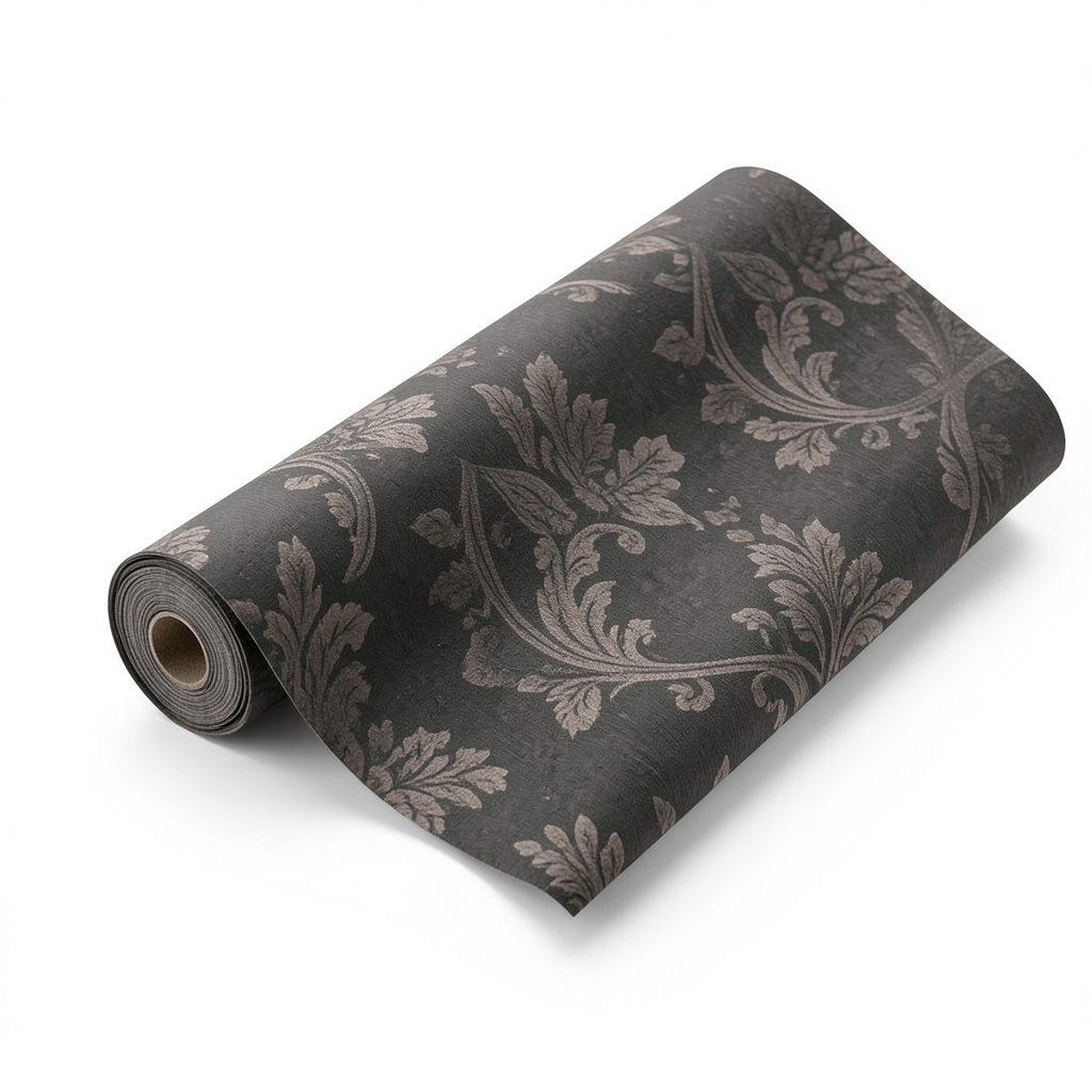 ورق جداري ايطالي تصميم نقشات لون بيج غامق، مقاس 10 م×0.53 م