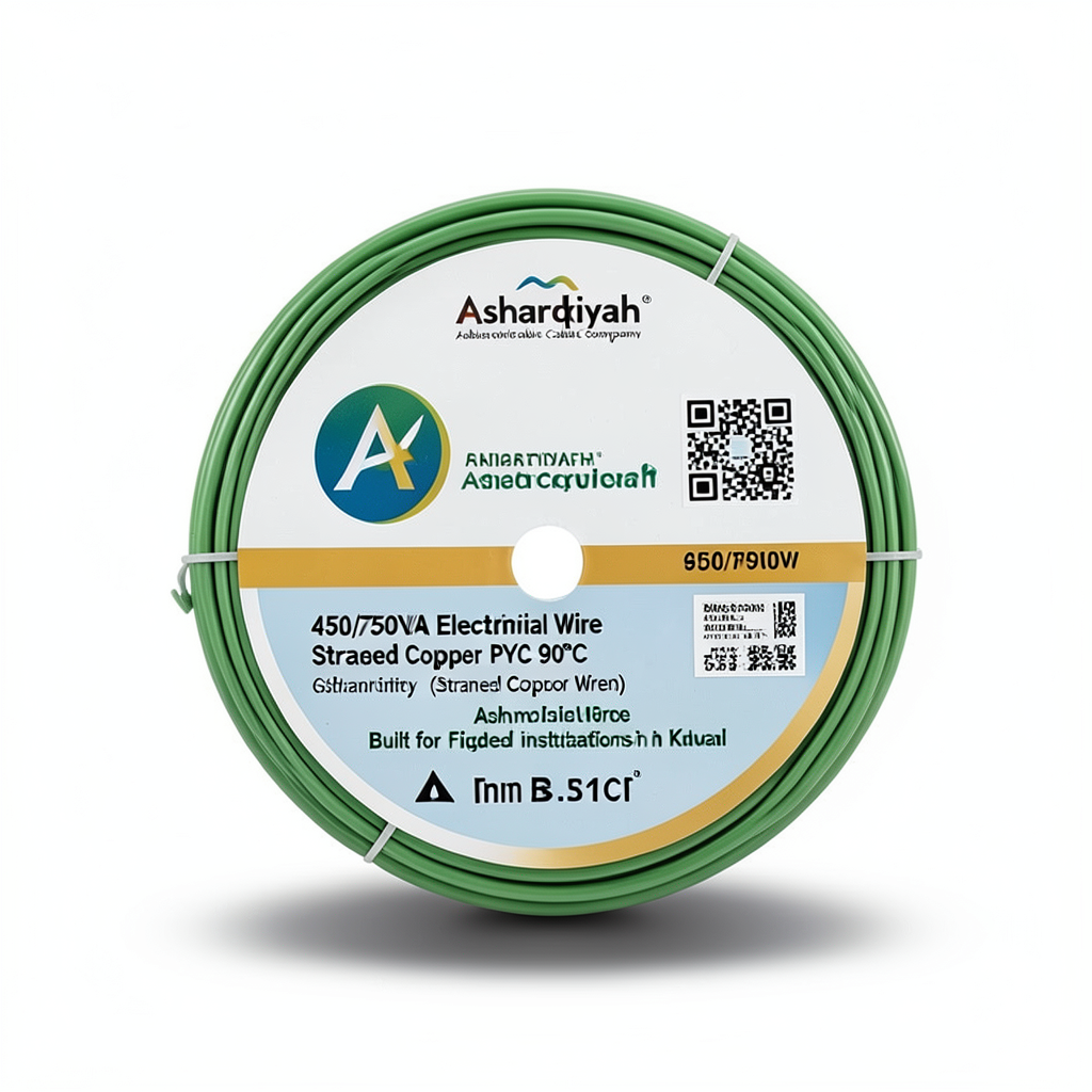 6mm NYA Electrical Wire 450/750V Stranded Copper PVC 90°C Green | Asharqiyah Cables Company for Industry