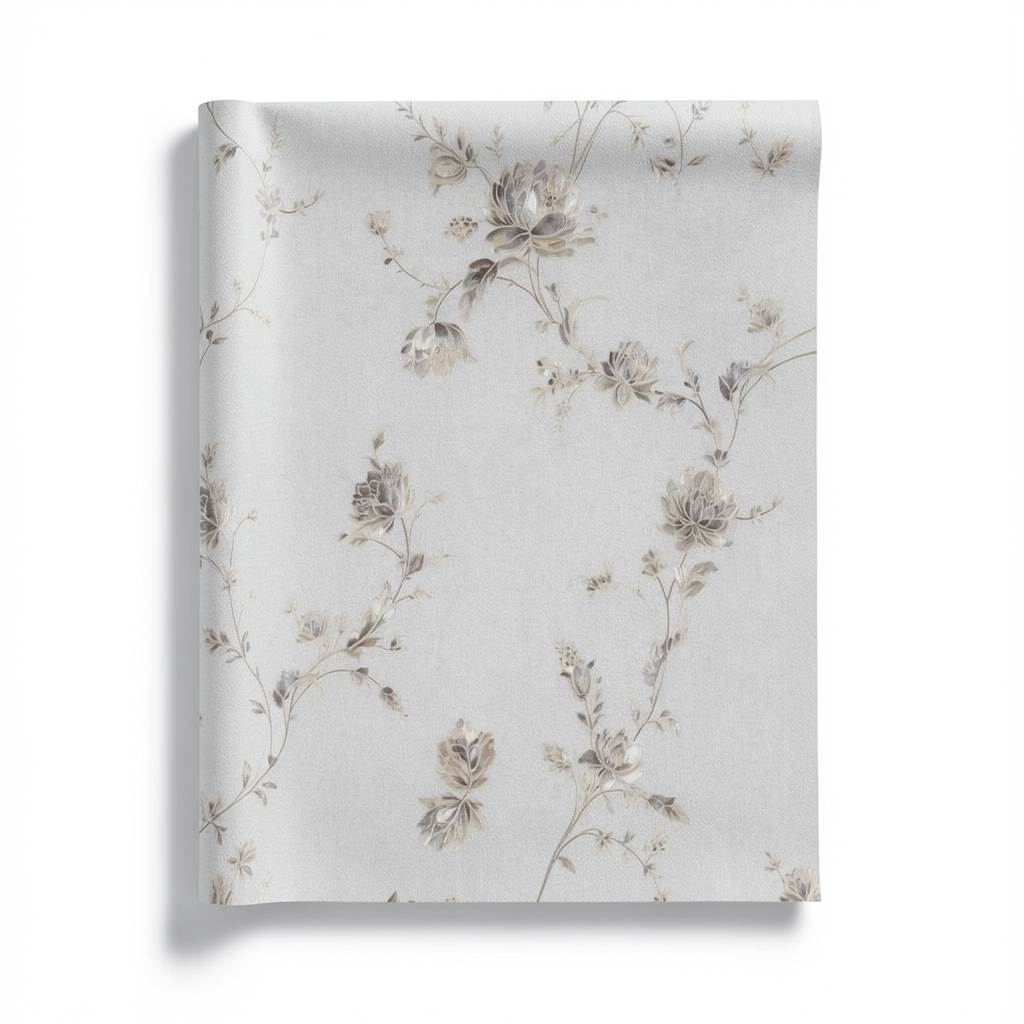 Floral Wall Decoration Pale Gray, 10m x 1.06m, Model 5942