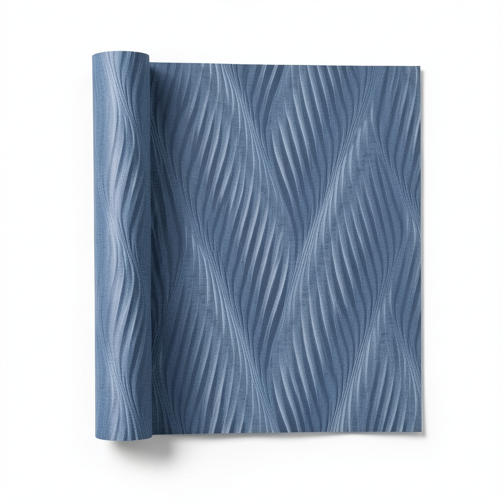 Italian Wavy Wall Covering 10m x 0.53m Blue, Model 41255