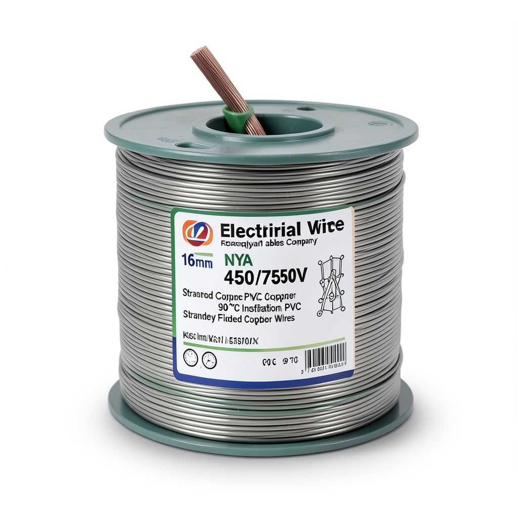 16mm NYA Electrical Wire 450/750V, Stranded Copper PVC 90°C Insulation, Green | Asharqiyah Cables Company for Industry