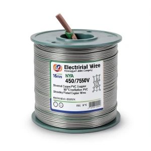 16mm NYA Electrical Wire 450/750V, Stranded Copper PVC 90°C Insulation, Green | Asharqiyah Cables Company for Industry