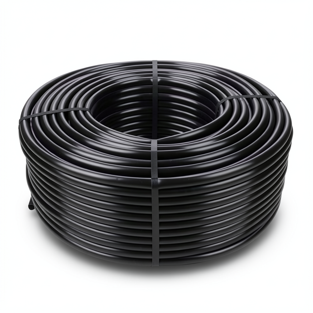 HDPE Plastic Coil Pipe PN 10 Bar PE 80, OD 50 mm Thickness 4.6 mm, Black