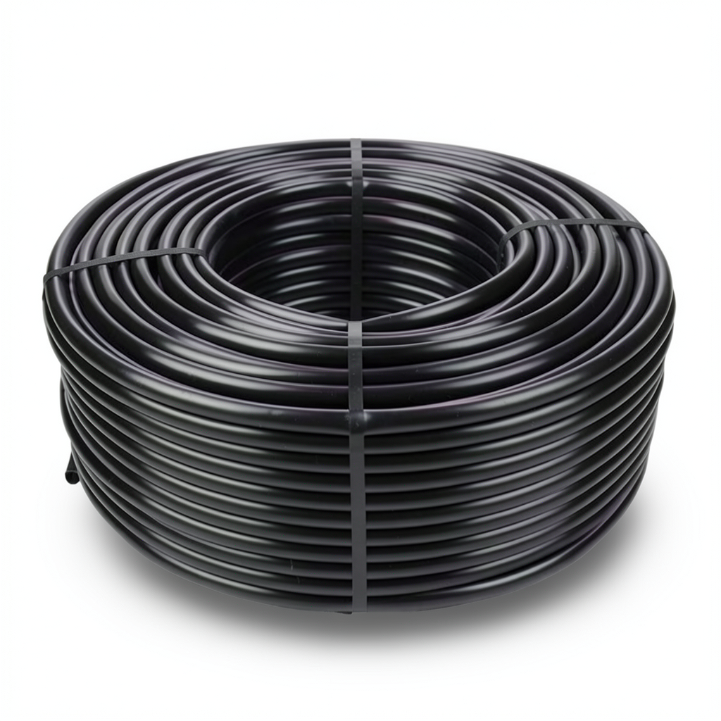 لفة أنابيب HDPE ضغط 4 بار PE 80، قطر خارجي 75 مم، سماكة 2.9 مم، لون أسود