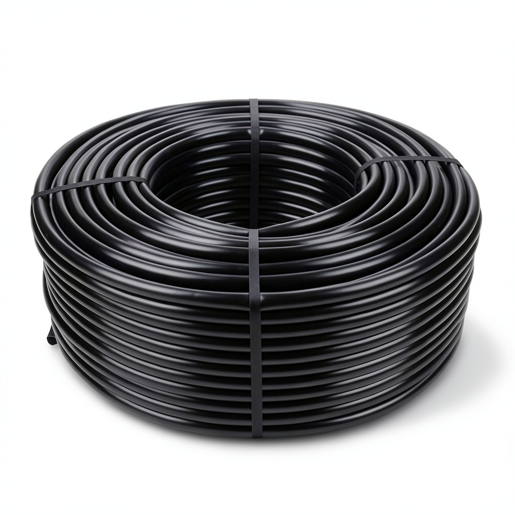 لفة أنابيب بلاستيك HDPE ضغط 4 بار PE 80، قطر خارجي 90 مم، سماكة 3.5 مم، أسود