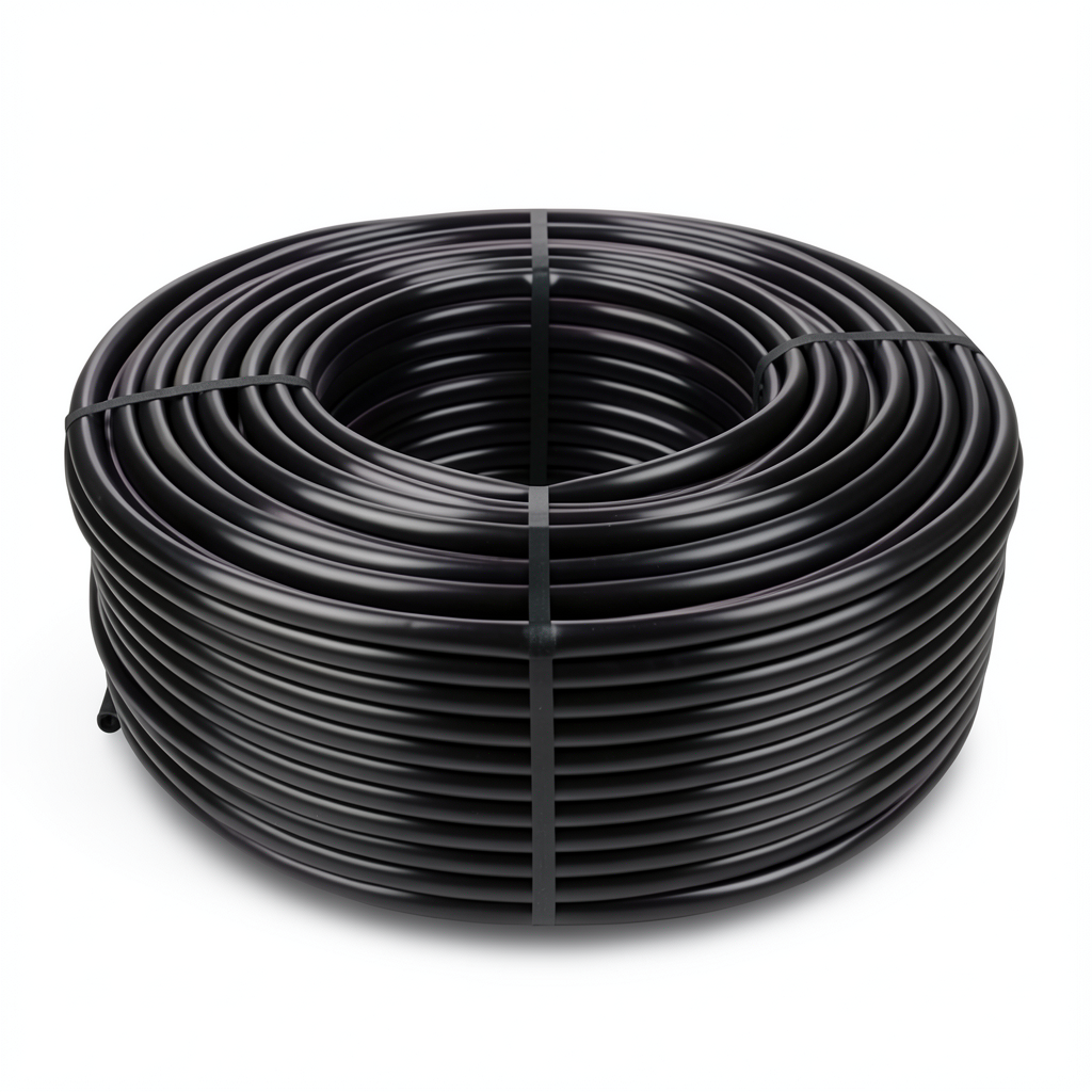 HDPE Plastic Coil Pipe Nominal Pressure 4 Bar PE 80, 125 mm Diameter SDR 26, Black