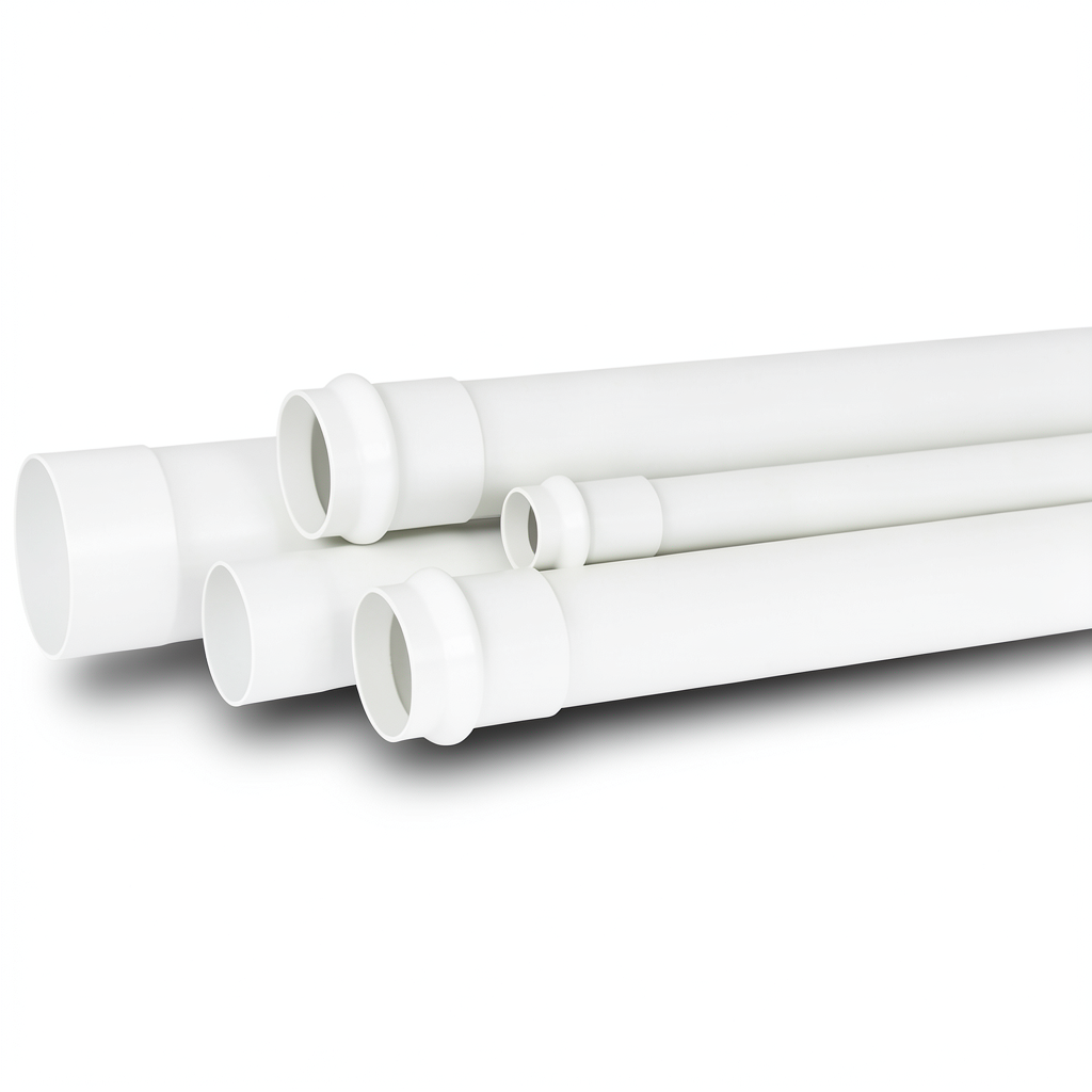 أنابيب UPVC لأنظمة الصرف الصحي ضغط 12.5 بار قطر خارجي 50 ملم سماكة 3.0 ملم لون أبيض