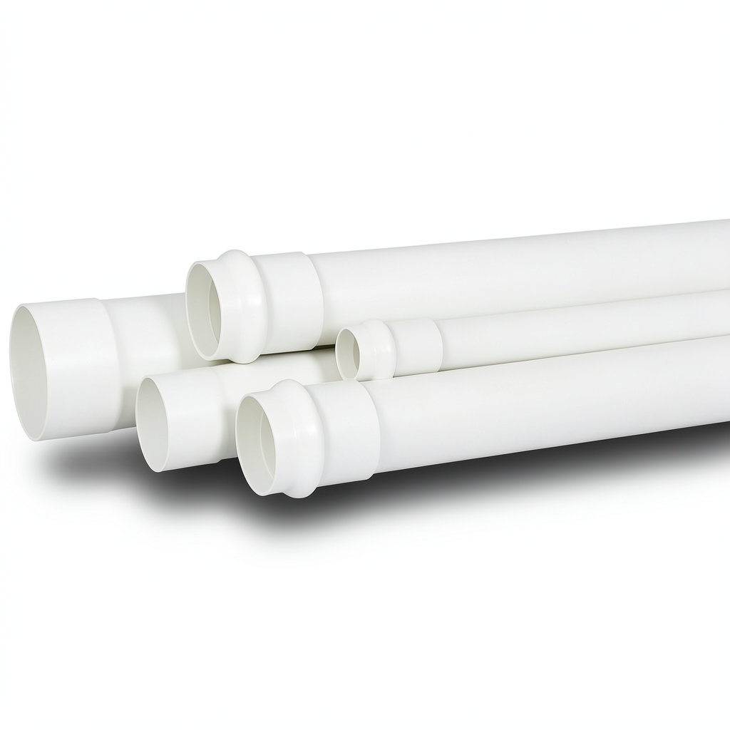 UPVC Plastic Pipe for Sewerage Systems PN 12.5 Bar Outside Diameter 63 mm Thickness 3.8 mm White Color
