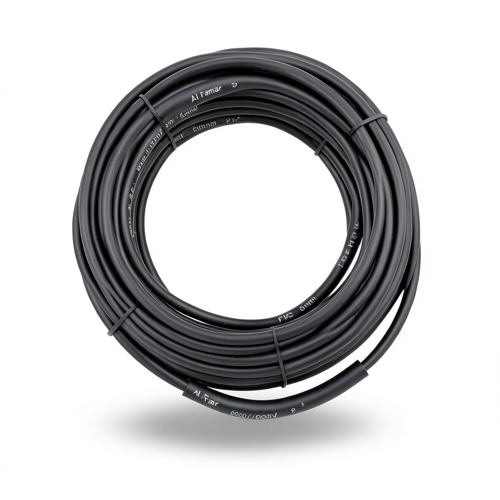 لفة سلك نحاس شعر 6mm² 600/1000 فولت مغطى بالقصدير، عزل PVC لون أسود | شركة الفنار