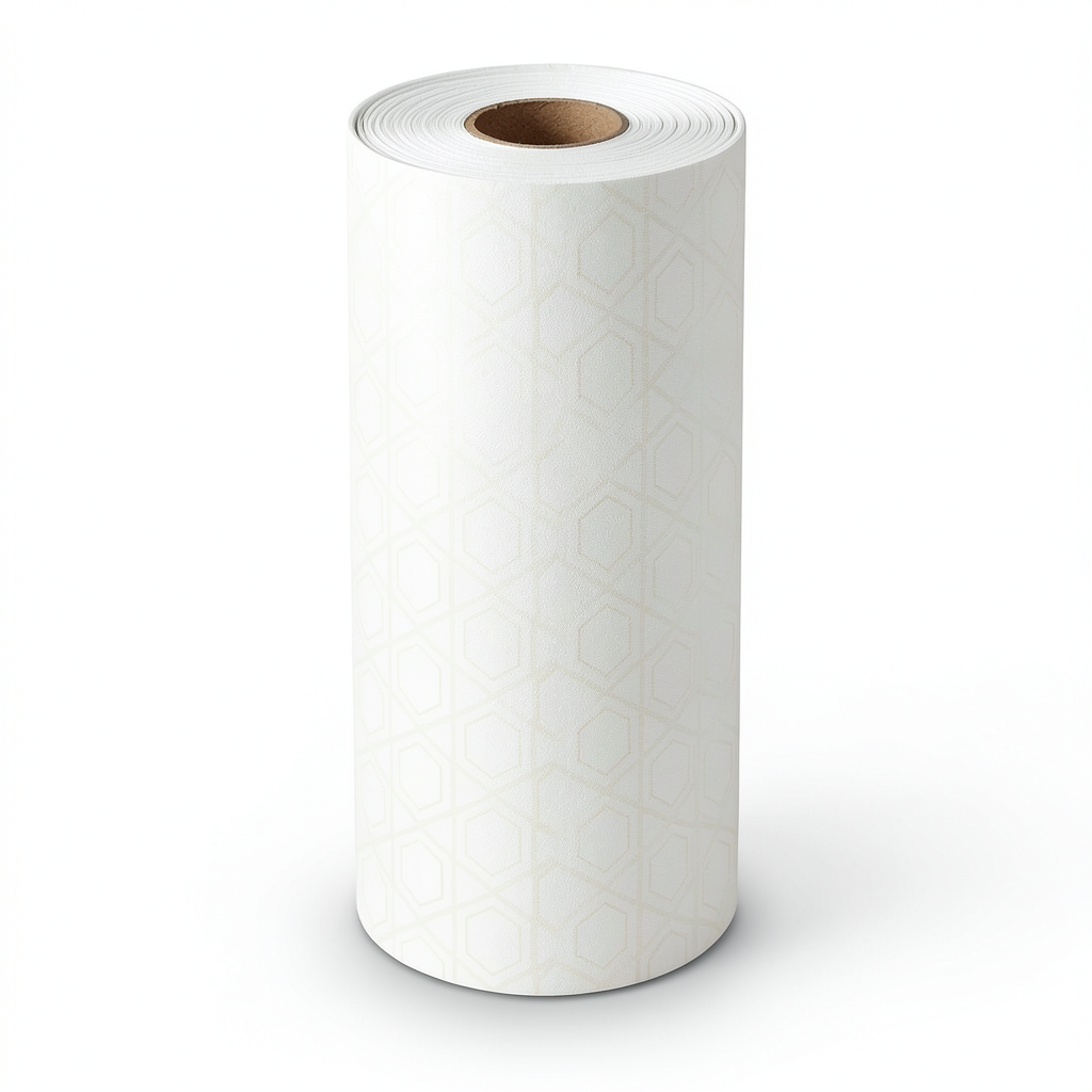 ورق جداري تصميم هندسي 0.53 م × 10 م لون اوف وايت