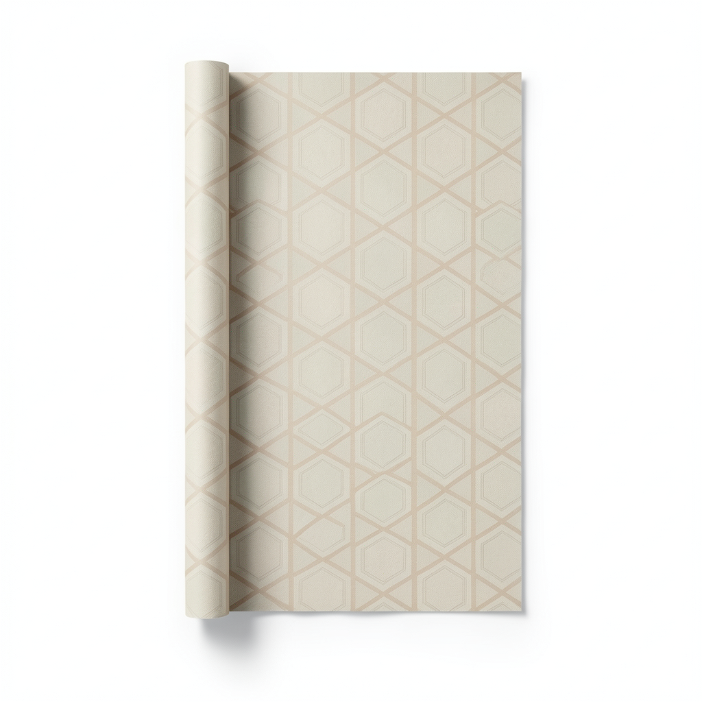 Wall Decoration Geometric Design 10m x 0.53m Beige, Model 17463