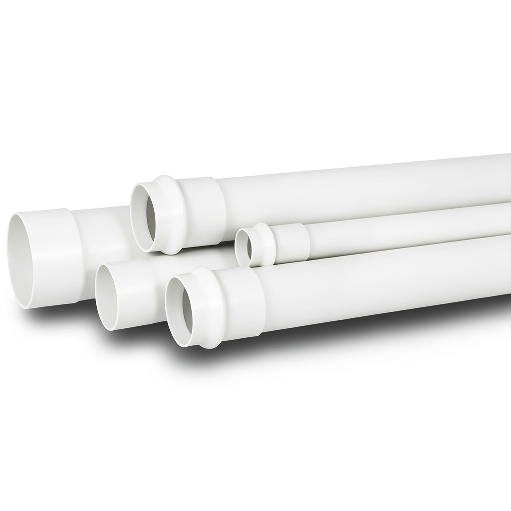 UPVC Plastic Pipe for Sewerage Systems PN 12.5 Bar Outside Diameter 63 mm Thickness 3.8 mm White Color