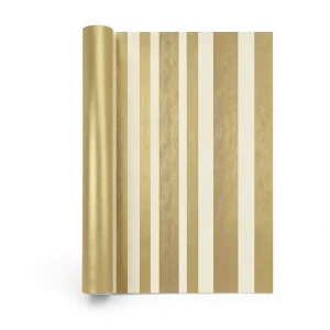 Italian Wallpaper Gold Color Striped Design, Size 10mx0.53m, Model 225022VE