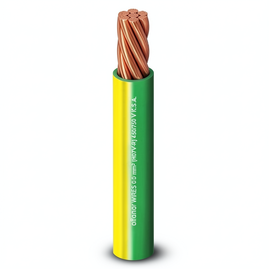 لفة سلك كهرباء مفرد 185 مم2 450/750 فولت، موصل نحاس مجدول عزل PVC لون اصفر/اخضر | شركة الفنار