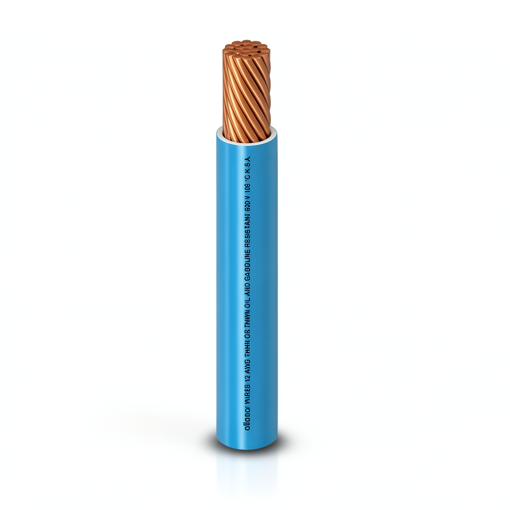 كابل نحاس THHN/THWN معزول PVC 105°C مقاس 2.08 مم² قطر 2.9 مم 600 فولت طول 300 قدم أزرق | شركة الفنار