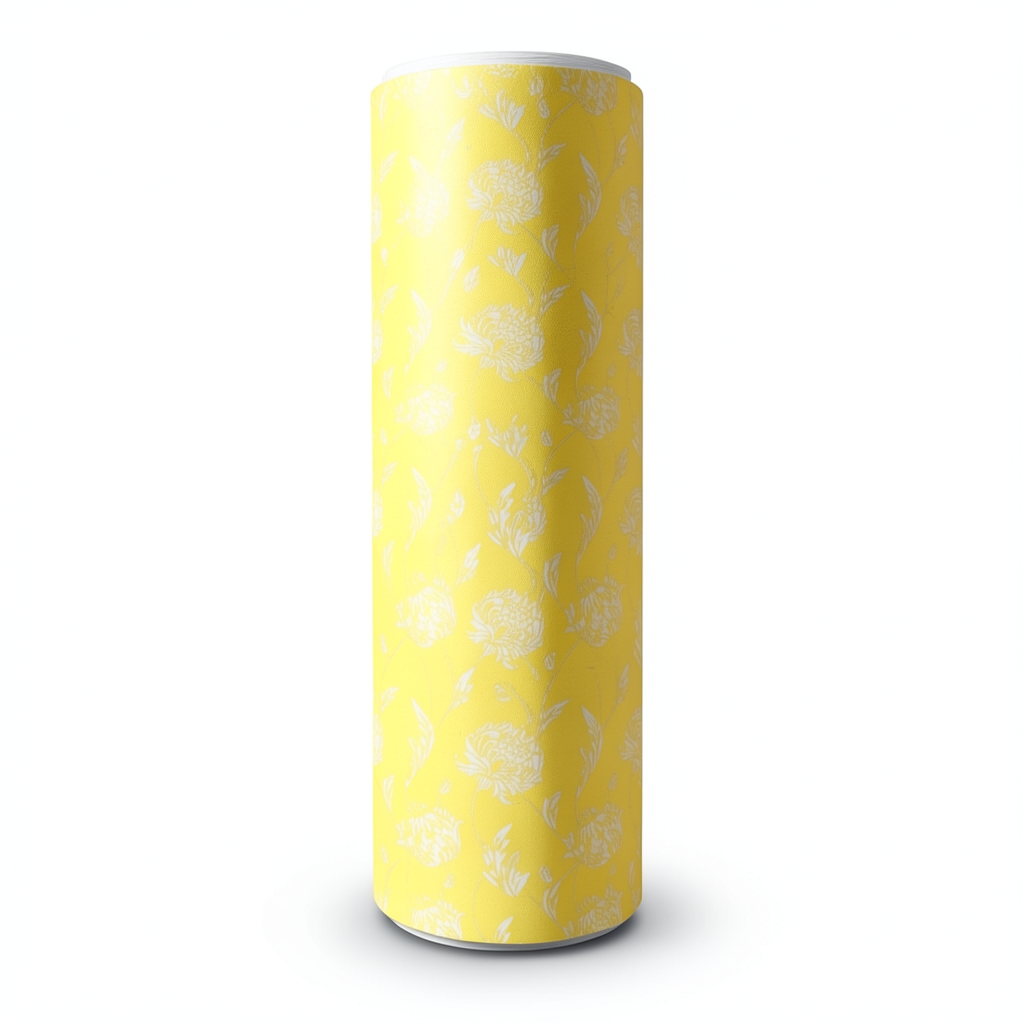 Floral Wall Covering 0.53 m x 10 m Yellow Color, Model 17480