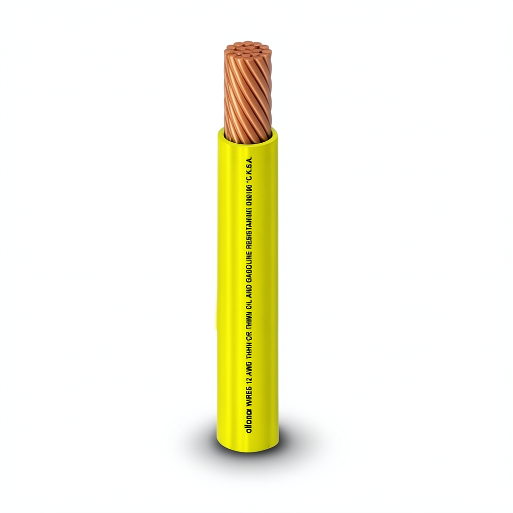 THHN/THWN Copper Cable PVC 105°C Insulation 8.37 mm² Size, 5.5 mm Diameter, 600 V, 500 Ft Length, Yellow | Al Fanar