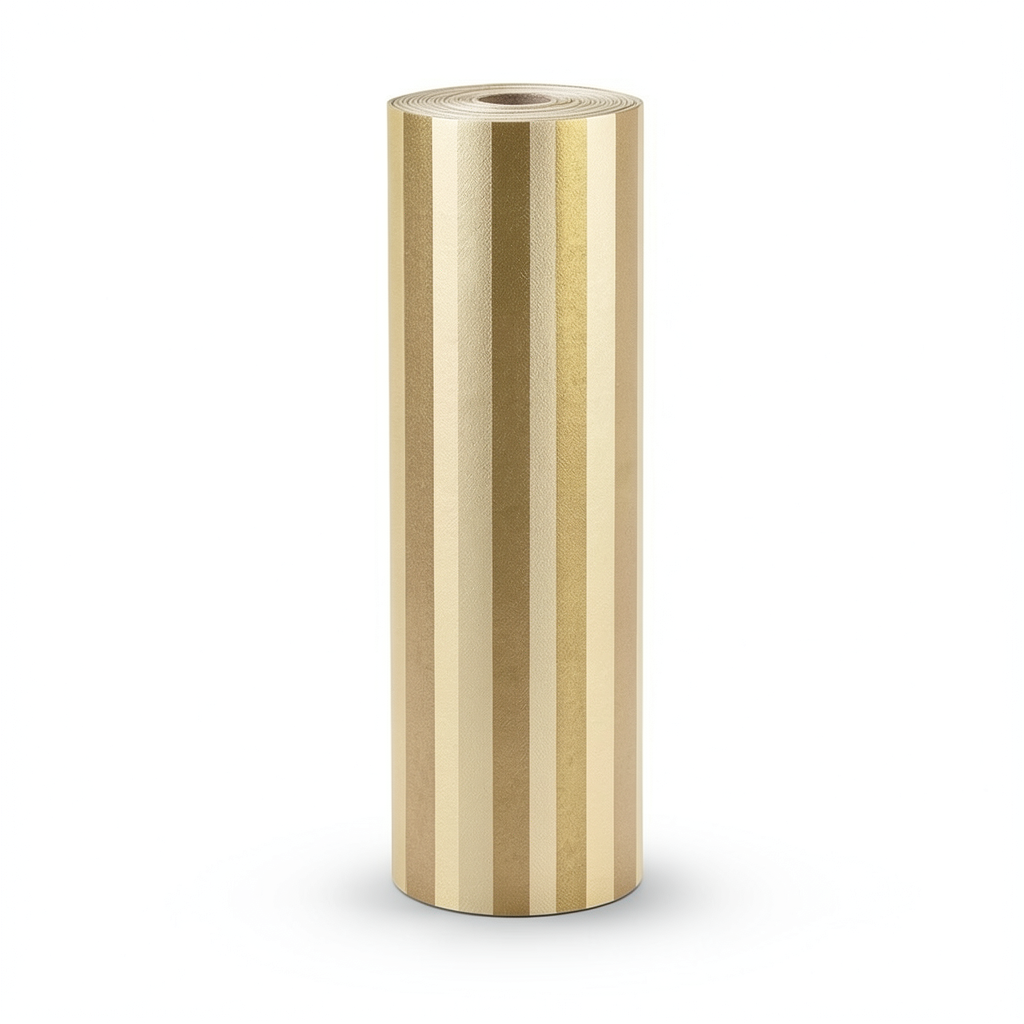 Italian Wallpaper Gold Color Striped Design, Size 10mx0.53m, Model 225022VE