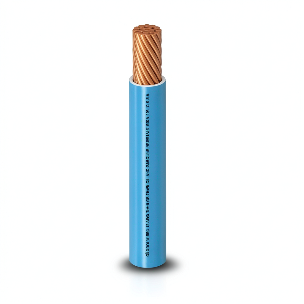 كابل نحاس THHN/THWN معزول PVC 105°C مقاس 2.08 مم² قطر 2.9 مم 600 فولت طول 300 قدم أزرق | شركة الفنار