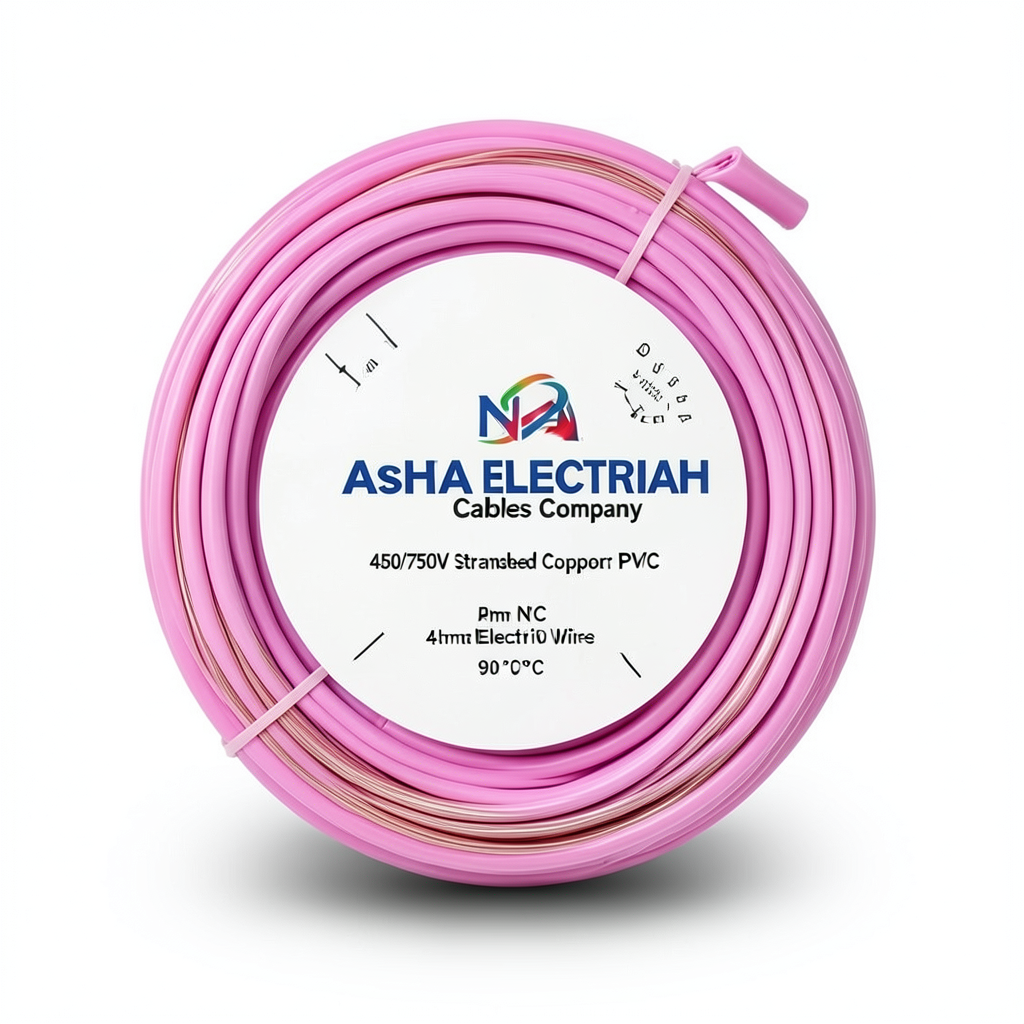 4mm NYA Electric Wire 450/750V Stranded Copper PVC 90°C Pink | Asharqiyah Cables Company for Industry