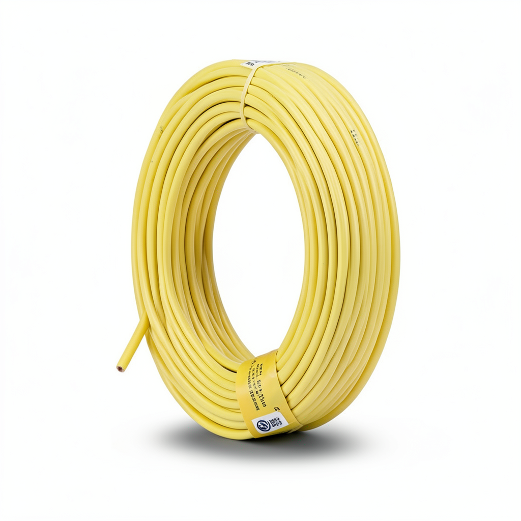 كابل نحاس THHN/THWN معزول PVC 105°C مقاس 0.82 مم² 600 فولت طول 500 قدم لون أصفر | شركة الفنار