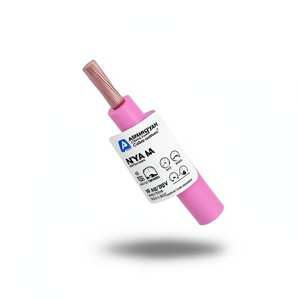 10 sq mm NYA Wire 450/750 Volts, Stranded Copper, PVC 90°C Insulation, Pink | Asharqiyah Cables Company for Industry