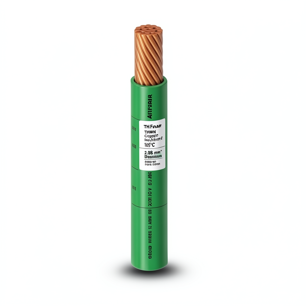 كابل نحاس THHN/THWN عزل PVC 105°C مقاس 2.08 مم² قطر 2.7 مم 600 فولت طول 250 قدم لون أخضر | شركة الفنار