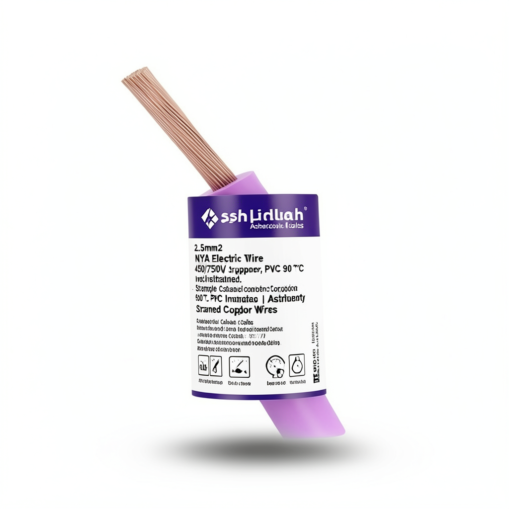 سلك كهرباء 2.5 مم2 NYA 450/750 فولت، نحاس مجدول، معزول PVC 90°C، بنفسجى | شركة كابلات الشرقية للصناعة