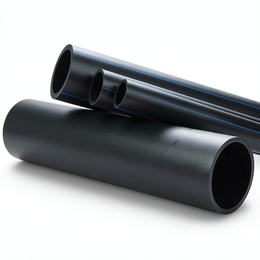 أنابيب HDPE ضغط 3.2 بار PE 80، قطر خارجي 500 مم، سمك 15.3 مم، لون أسود