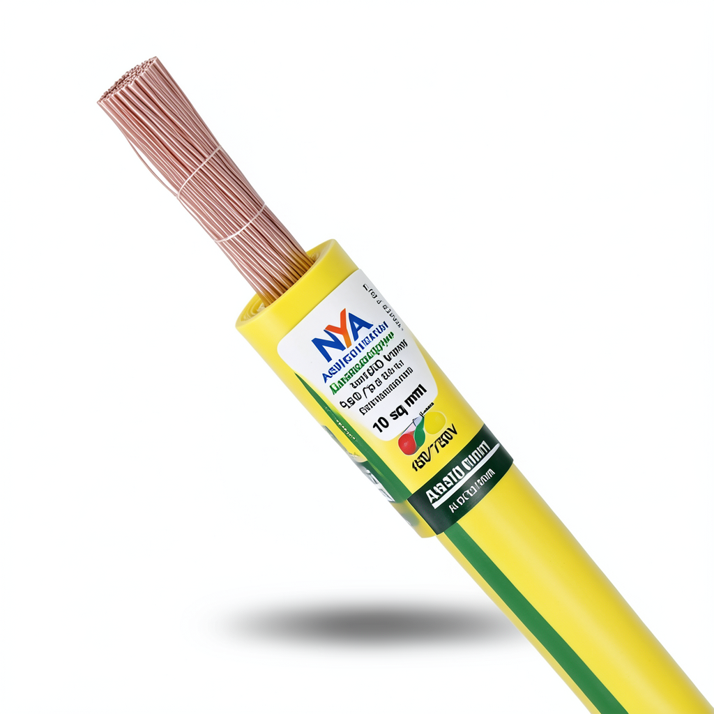 سلك NYA 10 مم2 450/750 فولت، نحاس مجدول، عزل PVC 90°C، اصفر/اخضر | شركة كابلات الشرقية للصناعة