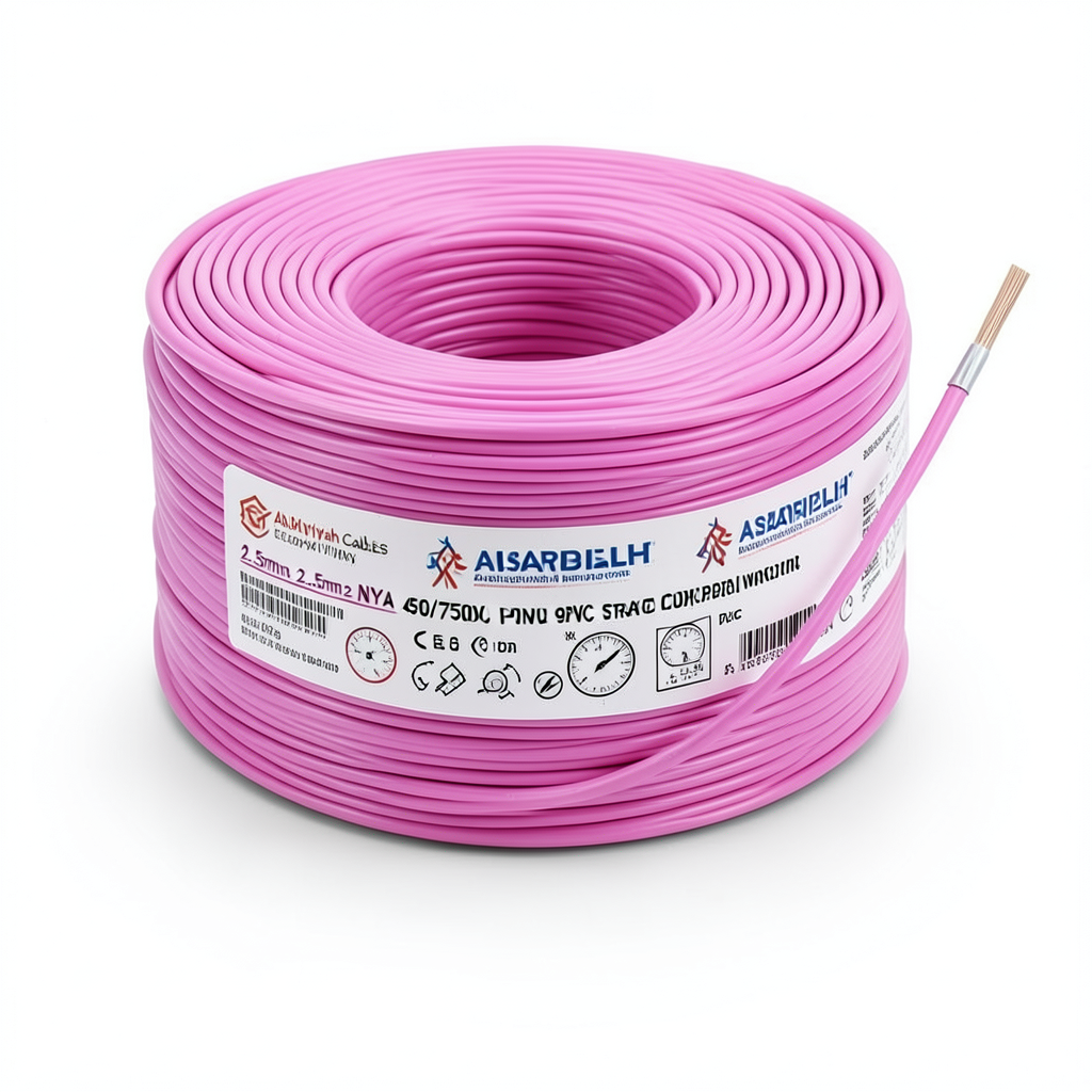سلك كهرباء 2.5 مم2 NYA 450/750 فولت، نحاس مجدول، عزل PVC 90°C زهرى | شركة كابلات الشرقية للصناعة