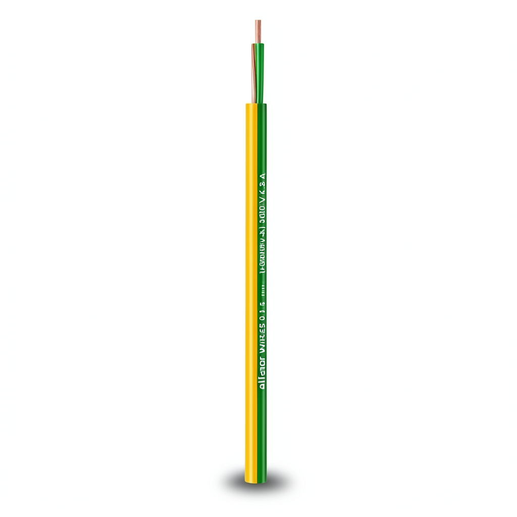 لفة سلك كهرباء مفرد 1.5mm 600/1000 فولت، موصل نحاس شعر عزل PVC أصفر/أخضر | شركة الفنار