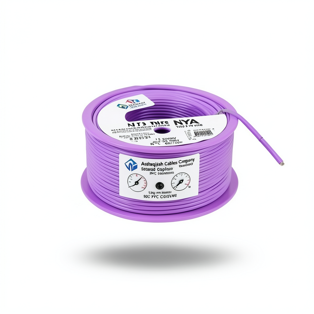 سلك 1.5 مم NYA 450/750 فولت، نحاس مجدول، عزل PVC 90°C، بنفسجى | شركة كابلات الشرقية للصناعة